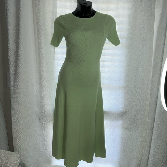 🩷SOLD🩷Maje bateau light green ribbed sweater midi dress 36 XS S - Picture 4 of 16